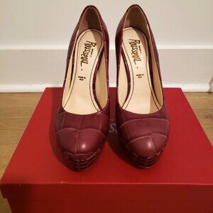 Jerome C Rousseau Maroon-red Leather Stilettos